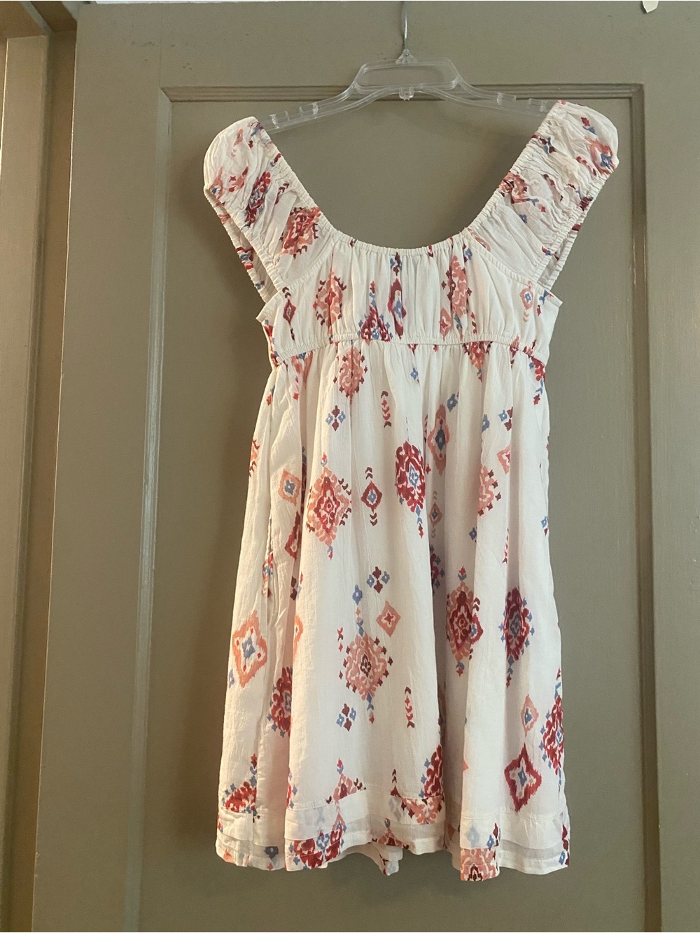 American Eagle Outfitters White Dress with Red and Blue Print - Picture 2 of 2
